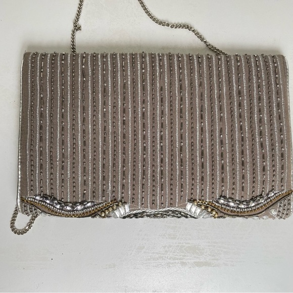 Ethereal Embroidered Beaded Clutch Crossbody Made India Fairy Feminine Romantic - Picture 4 of 9